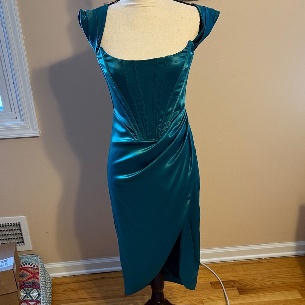Luxedress Elegant Teal Satin Dress